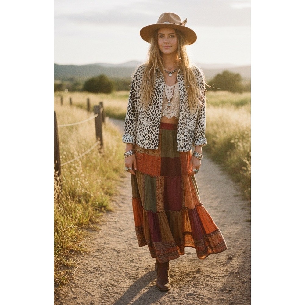 Free People🤑Calico Boho🖤Flannel Shirt Oversized Snow‎ Leopard XS Fit (m) $148